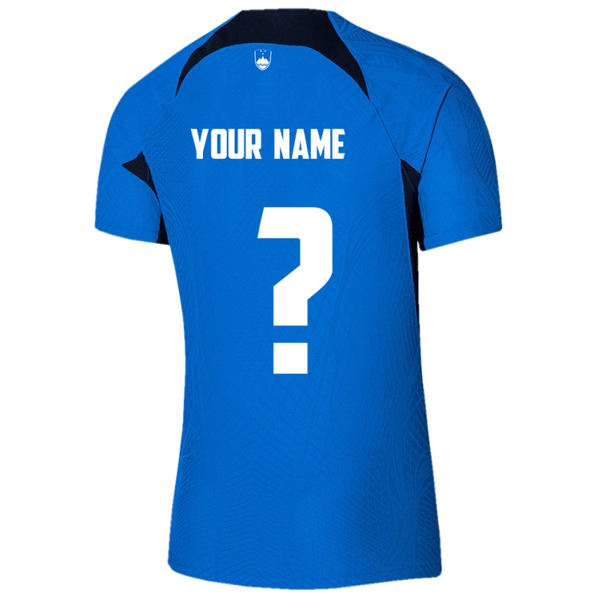 Hombre Camiseta Eslovenia Su Nombre #0 Azul 2ª Equipación 24-26 La Camisa Chile