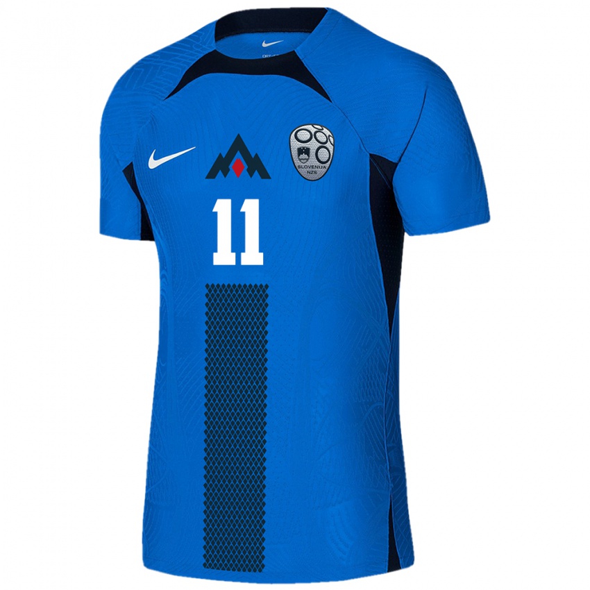 Hombre Camiseta Eslovenia Lara Prašnikar #11 Azul 2ª Equipación 24-26 La Camisa Chile