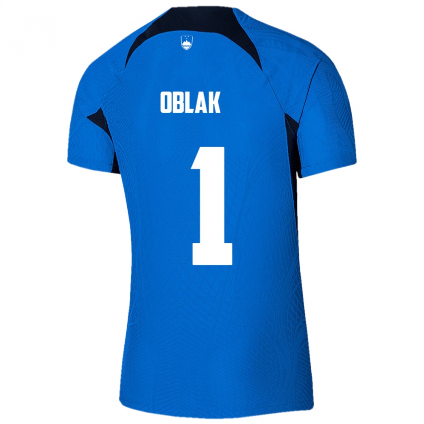 Hombre Camiseta Eslovenia Jan Oblak #1 Azul 2ª Equipación 24-26 La Camisa Chile