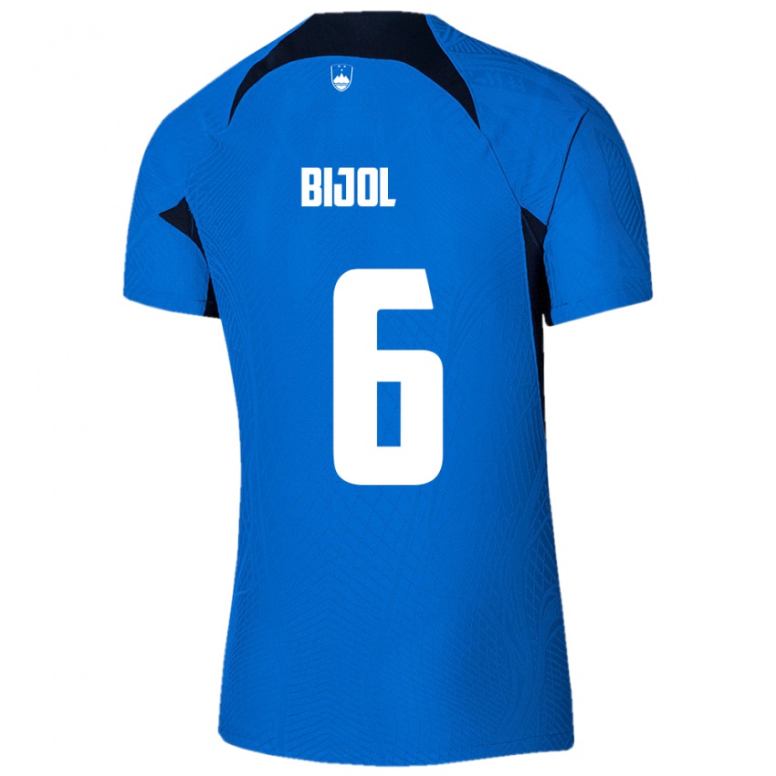 Hombre Camiseta Eslovenia Jaka Bijol #6 Azul 2ª Equipación 24-26 La Camisa Chile