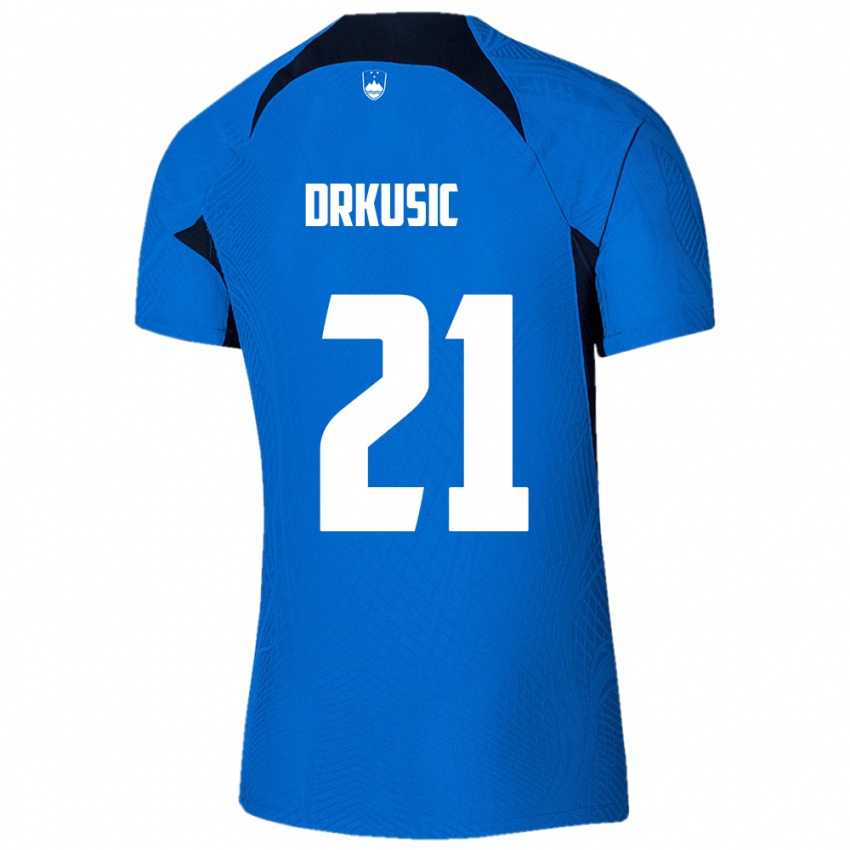 Hombre Camiseta Eslovenia Vanja Drkusic #21 Azul 2ª Equipación 24-26 La Camisa Chile