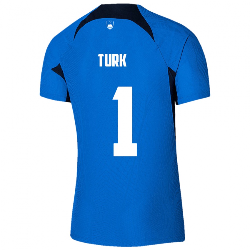 Hombre Camiseta Eslovenia Martin Turk #1 Azul 2ª Equipación 24-26 La Camisa Chile