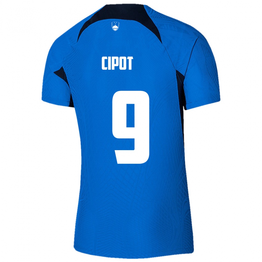 Hombre Camiseta Eslovenia Tio Cipot #9 Azul 2ª Equipación 24-26 La Camisa Chile