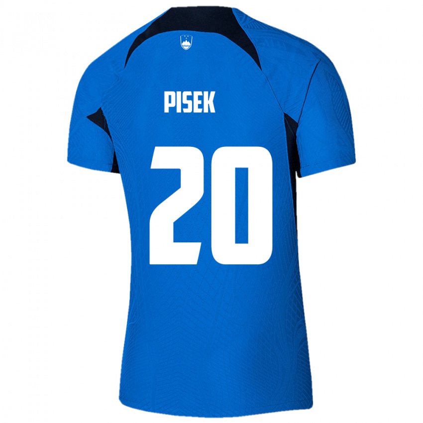 Hombre Camiseta Eslovenia Jost Pisek #20 Azul 2ª Equipación 24-26 La Camisa Chile