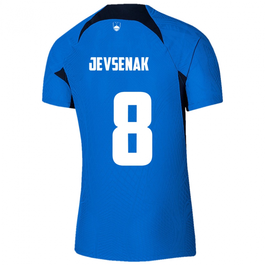 Hombre Camiseta Eslovenia Florjan Jevsenak #8 Azul 2ª Equipación 24-26 La Camisa Chile