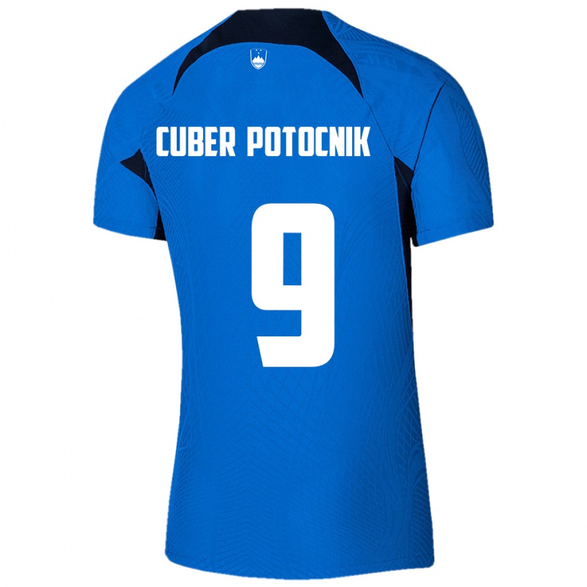 Hombre Camiseta Eslovenia Jaka Cuber Potocnik #9 Azul 2ª Equipación 24-26 La Camisa Chile