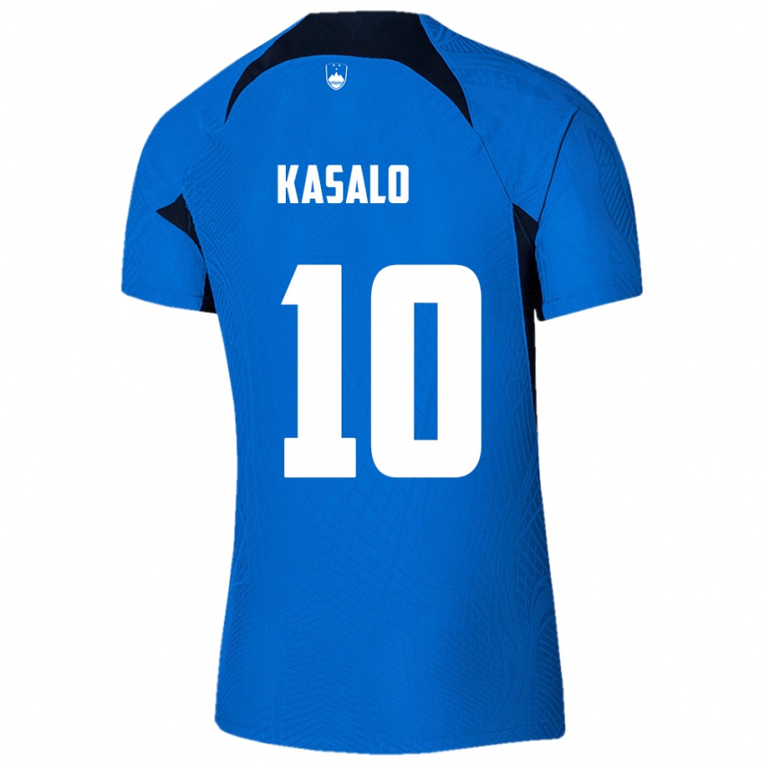 Hombre Camiseta Eslovenia Niko Kasalo #10 Azul 2ª Equipación 24-26 La Camisa Chile