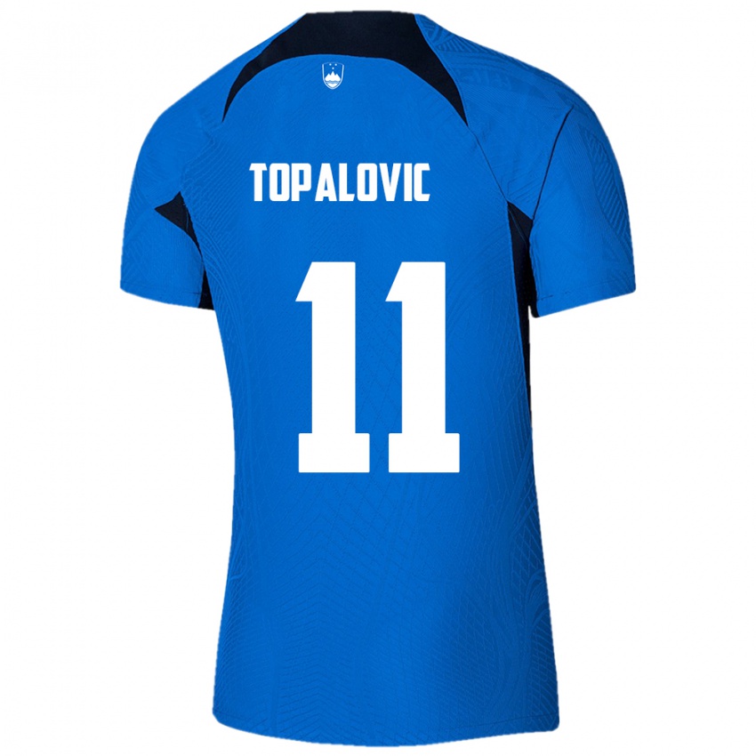 Hombre Camiseta Eslovenia Luka Topalovic #11 Azul 2ª Equipación 24-26 La Camisa Chile