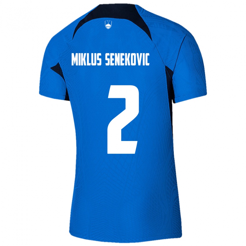 Hombre Camiseta Eslovenia Gal Miklus Senekovic #2 Azul 2ª Equipación 24-26 La Camisa Chile