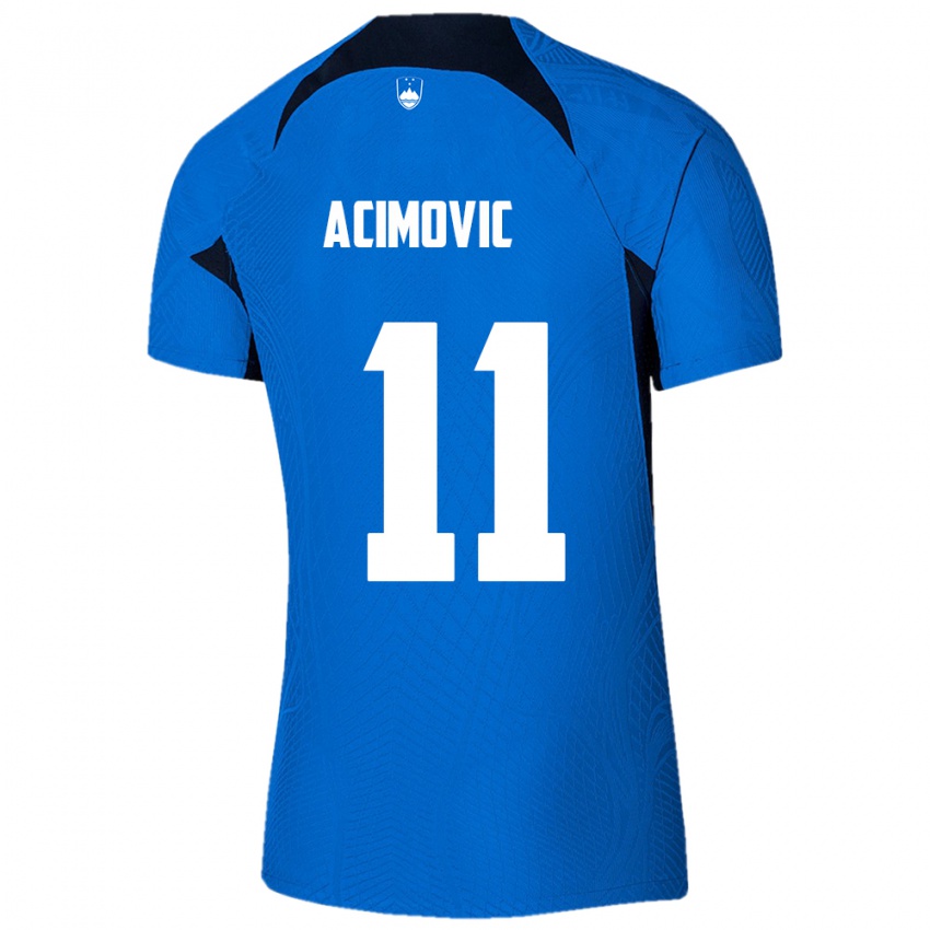 Hombre Camiseta Eslovenia Mateo Acimovic #11 Azul 2ª Equipación 24-26 La Camisa Chile