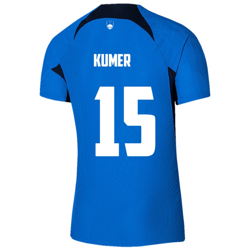 Hombre Camiseta Eslovenia Alin Kumer #15 Azul 2ª Equipación 24-26 La Camisa Chile