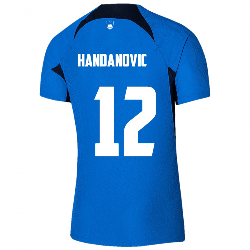 Hombre Camiseta Eslovenia Tanej Handanovic #12 Azul 2ª Equipación 24-26 La Camisa Chile
