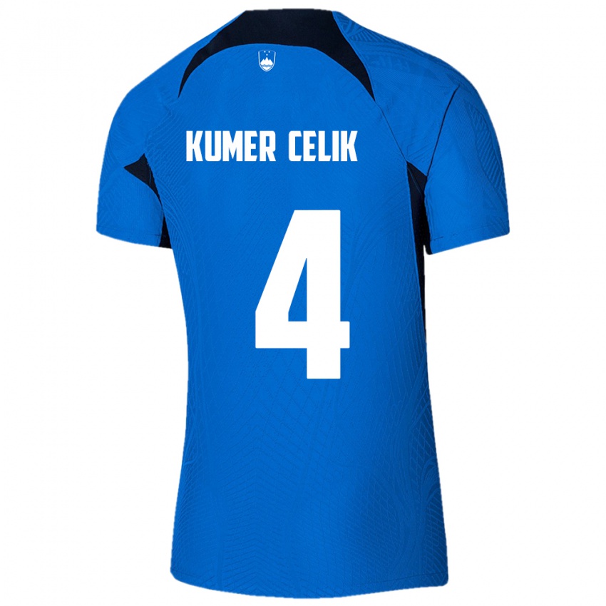 Hombre Camiseta Eslovenia An Kumer Celik #4 Azul 2ª Equipación 24-26 La Camisa Chile