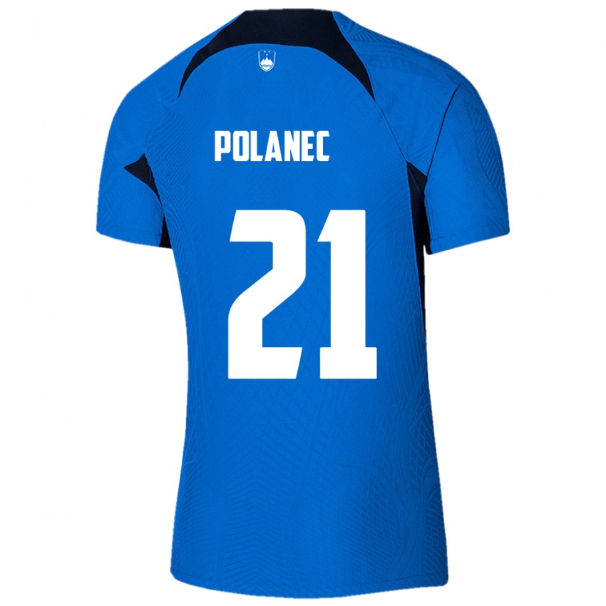 Hombre Camiseta Eslovenia Gaj Polanec #21 Azul 2ª Equipación 24-26 La Camisa Chile