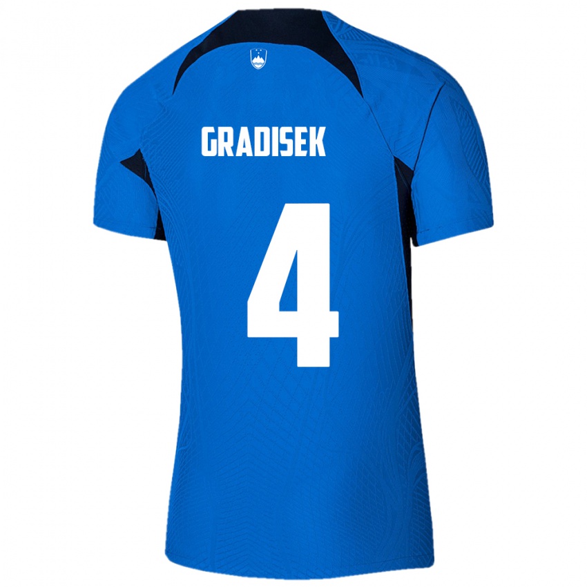 Hombre Camiseta Eslovenia Sara Gradišek #4 Azul 2ª Equipación 24-26 La Camisa Chile