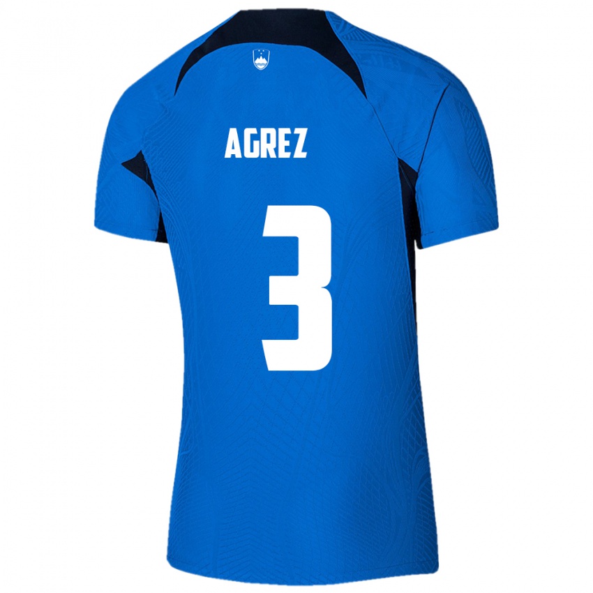 Hombre Camiseta Eslovenia Sara Agrež #3 Azul 2ª Equipación 24-26 La Camisa Chile