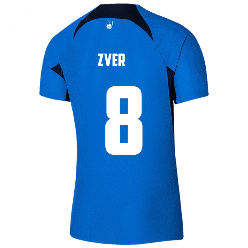 Hombre Camiseta Eslovenia Mateja Zver #8 Azul 2ª Equipación 24-26 La Camisa Chile