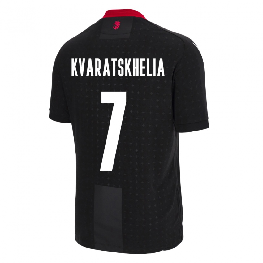 Hombre Camiseta Georgia Khvicha Kvaratskhelia #7 Negro 2ª Equipación 24-26 La Camisa Chile