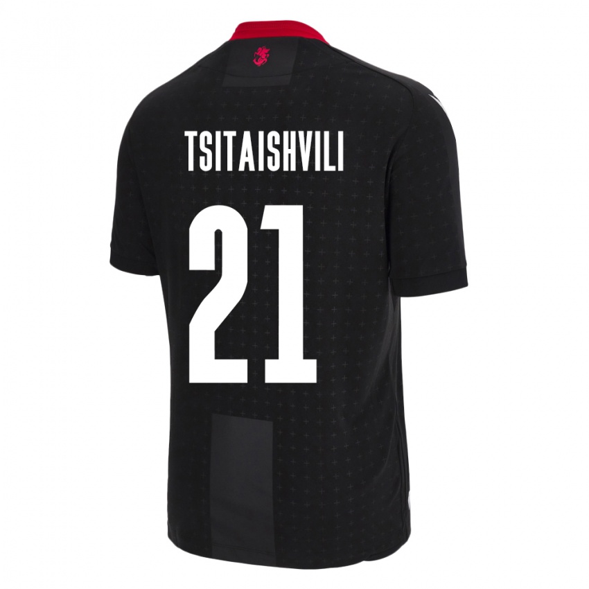 Hombre Camiseta Georgia Georgiy Tsitaishvili #21 Negro 2ª Equipación 24-26 La Camisa Chile