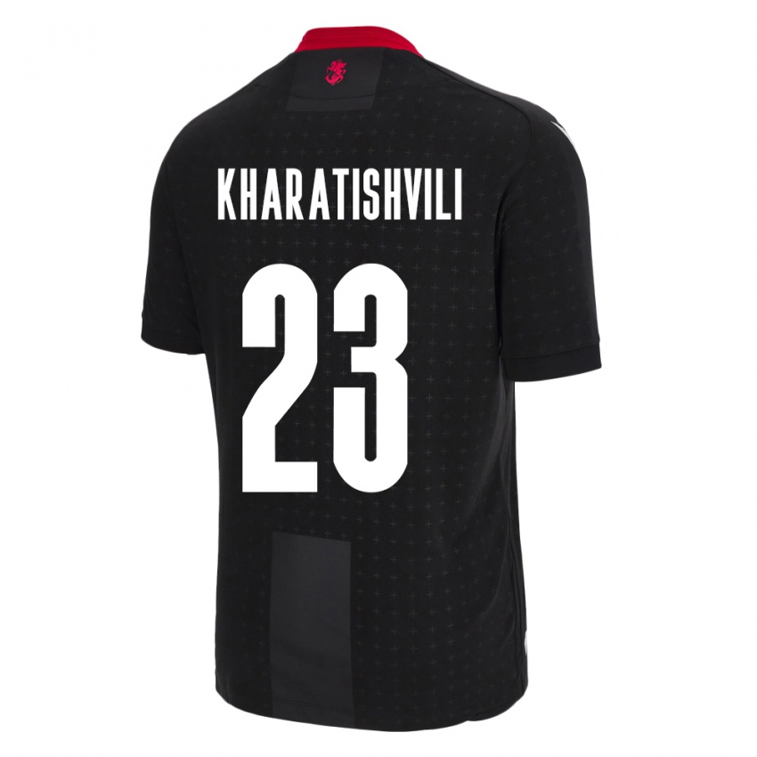 Hombre Camiseta Georgia Luka Kharatishvili #23 Negro 2ª Equipación 24-26 La Camisa Chile