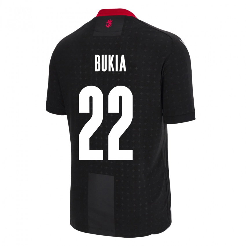 Hombre Camiseta Georgia Davit Bukia #22 Negro 2ª Equipación 24-26 La Camisa Chile