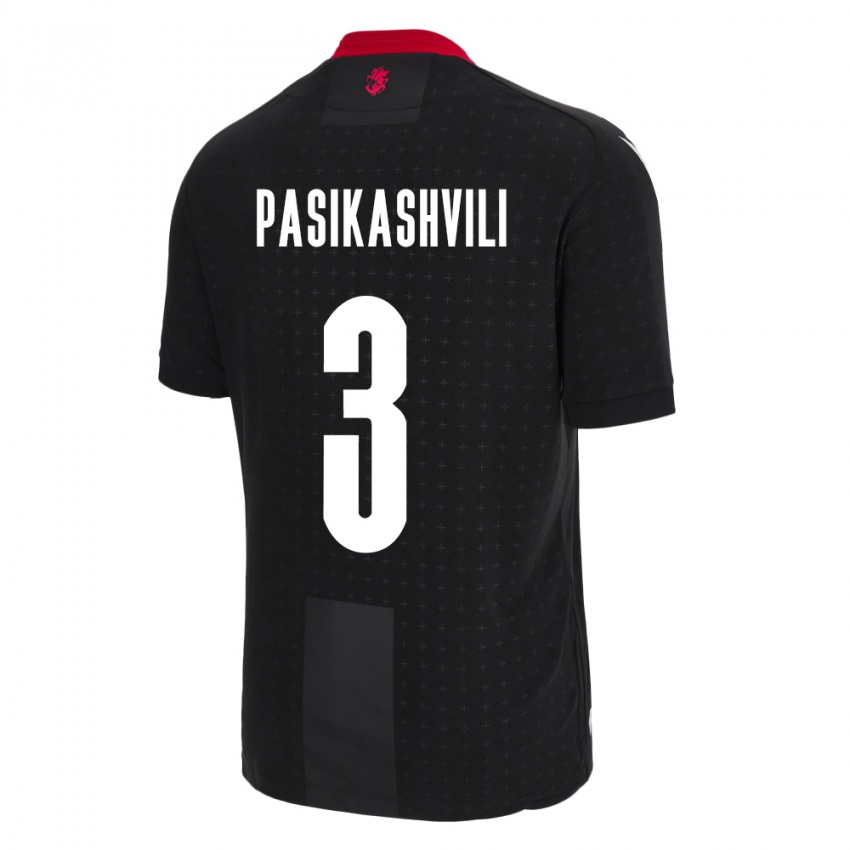 Hombre Camiseta Georgia Nino Pasikashvili #3 Negro 2ª Equipación 24-26 La Camisa Chile