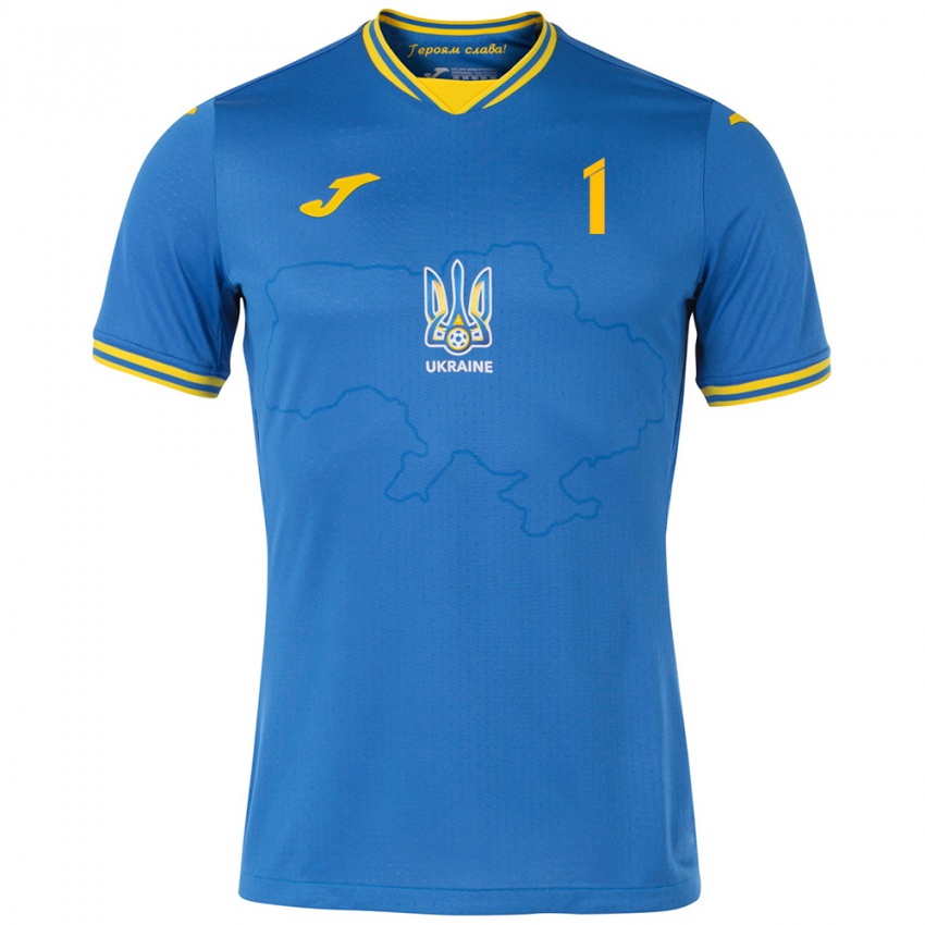 Hombre Camiseta Ucrania Georgiy Yermakov #1 Azul 2ª Equipación 24-26 La Camisa Chile