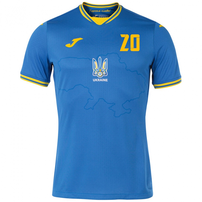 Hombre Camiseta Ucrania Eldar Kuliyev #20 Azul 2ª Equipación 24-26 La Camisa Chile