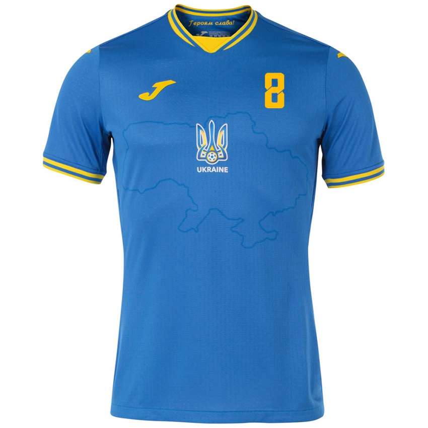 Hombre Camiseta Ucrania Ruslan Malinovskyi #8 Azul 2ª Equipación 24-26 La Camisa Chile