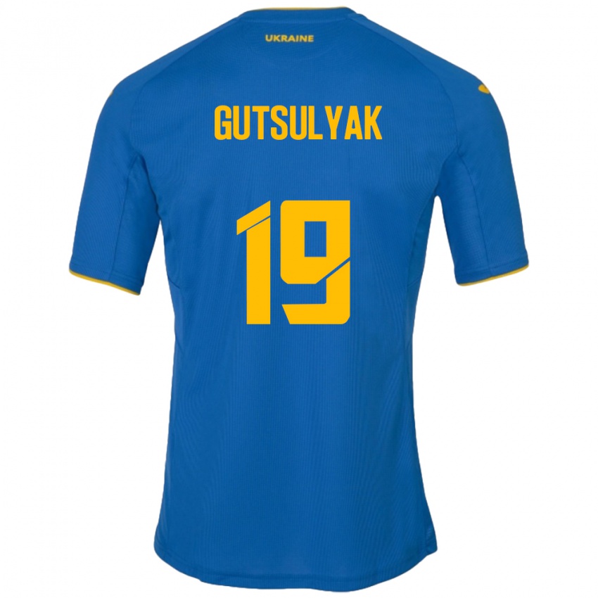 Hombre Camiseta Ucrania Oleksiy Gutsulyak #19 Azul 2ª Equipación 24-26 La Camisa Chile