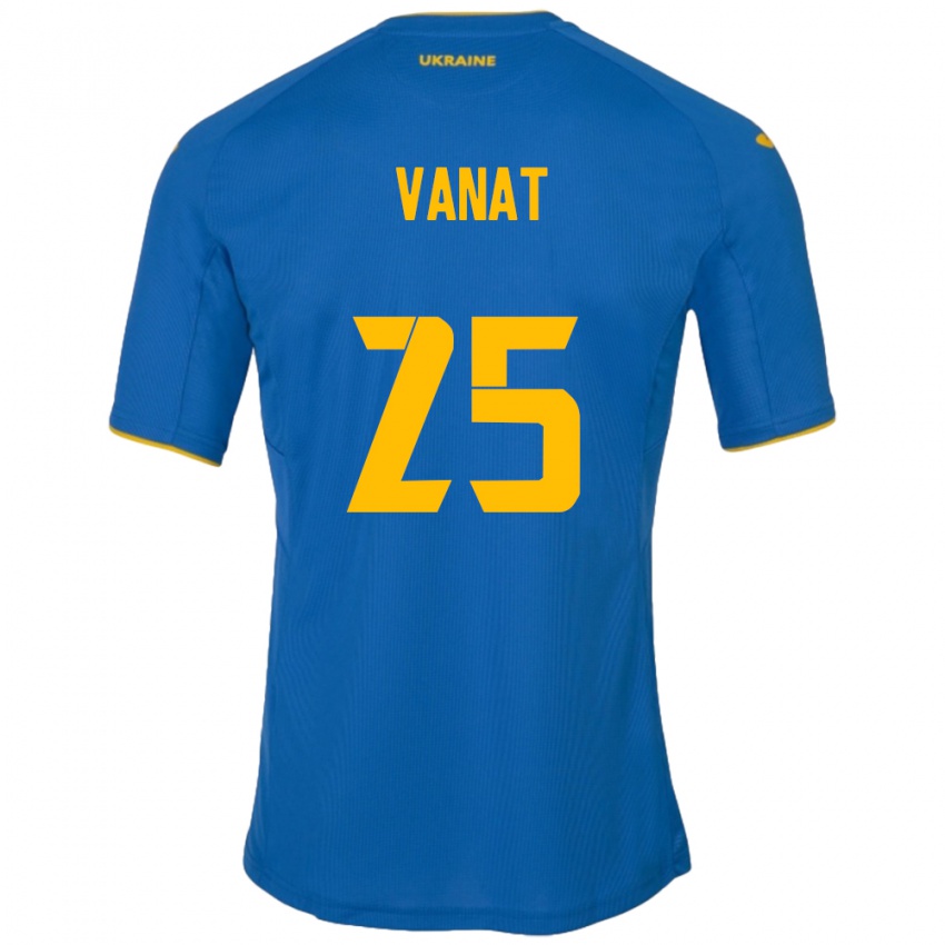 Hombre Camiseta Ucrania Vladyslav Vanat #25 Azul 2ª Equipación 24-26 La Camisa Chile