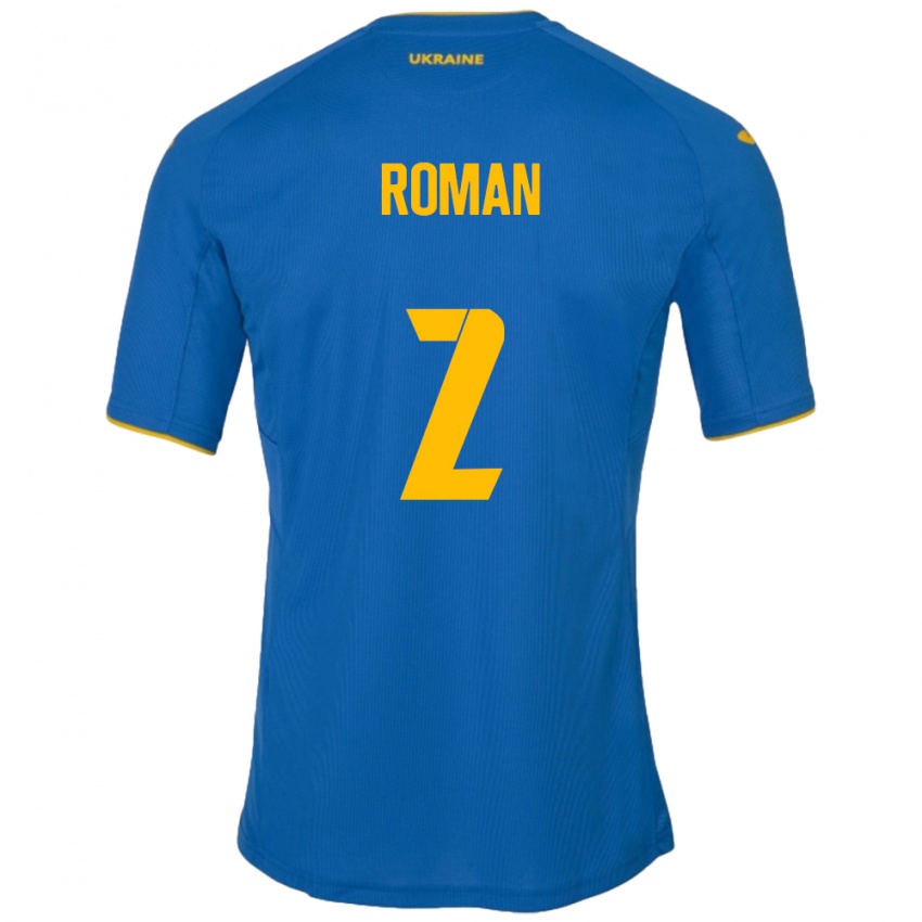 Hombre Camiseta Ucrania Vitaliy Roman #2 Azul 2ª Equipación 24-26 La Camisa Chile