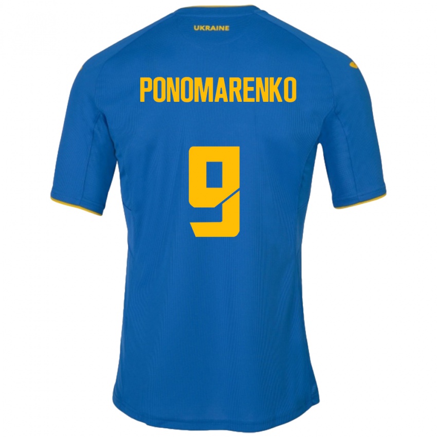 Hombre Camiseta Ucrania Matviy Ponomarenko #9 Azul 2ª Equipación 24-26 La Camisa Chile