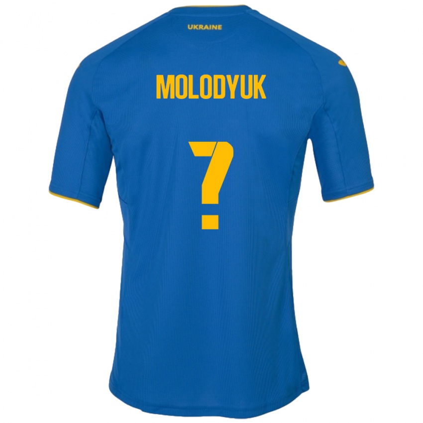 Hombre Camiseta Ucrania Yelyzaveta Molodyuk #0 Azul 2ª Equipación 24-26 La Camisa Chile