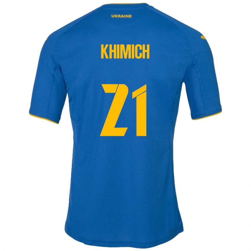Hombre Camiseta Ucrania Tamila Khimich #21 Azul 2ª Equipación 24-26 La Camisa Chile
