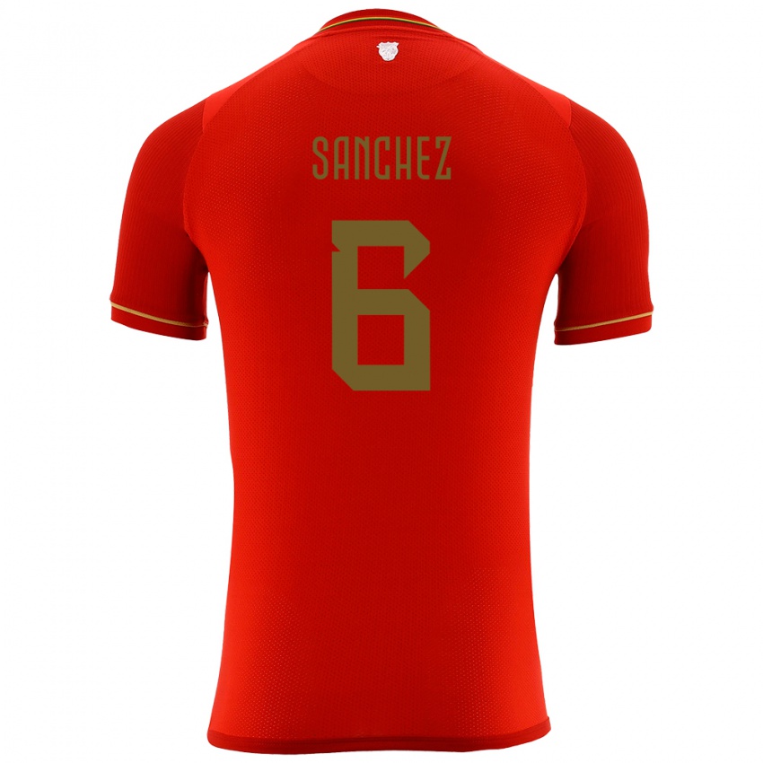 Hombre Camiseta Bolivia Lucas Sanchez #6 Rojo 2ª Equipación 24-26 La Camisa Chile