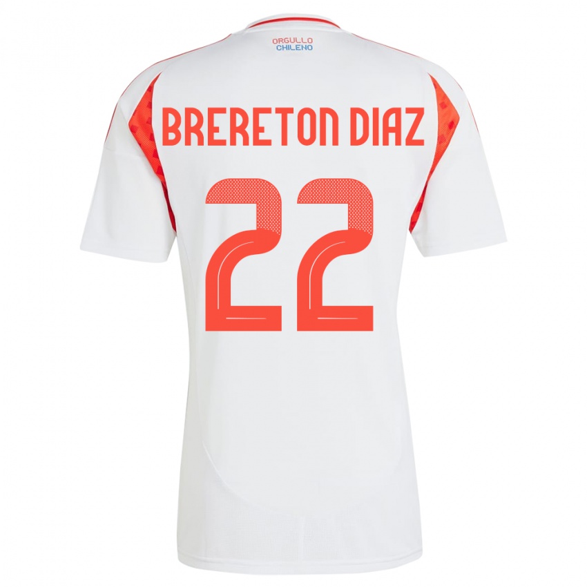 Hombre Camiseta Chile Ben Brereton Díaz #22 Blanco 2ª Equipación 24-26 La Camisa Chile