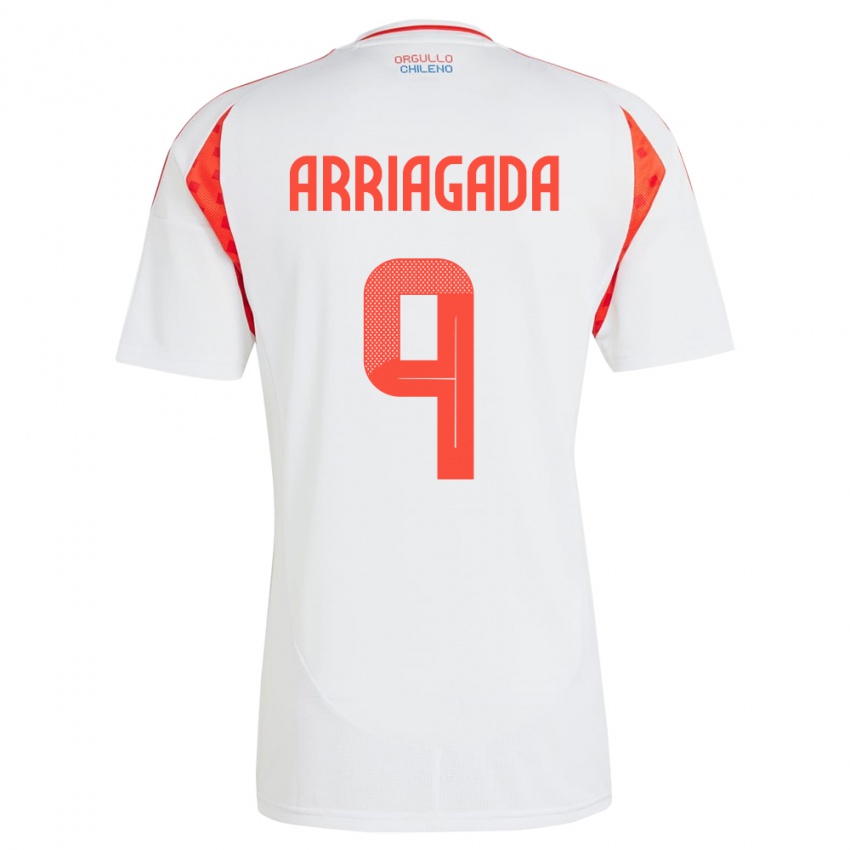 Hombre Camiseta Chile Luciano Arriagada #9 Blanco 2ª Equipación 24-26 La Camisa Chile