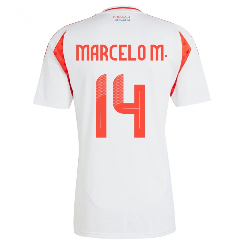 Hombre Camiseta Chile Marcelo Morales #14 Blanco 2ª Equipación 24-26 La Camisa Chile