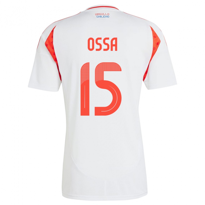 Hombre Camiseta Chile Diego Ossa #15 Blanco 2ª Equipación 24-26 La Camisa Chile