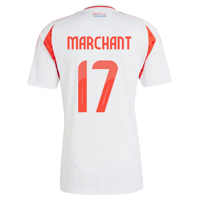 Hombre Camiseta Chile Francisco Marchant #17 Blanco 2ª Equipación 24-26 La Camisa Chile