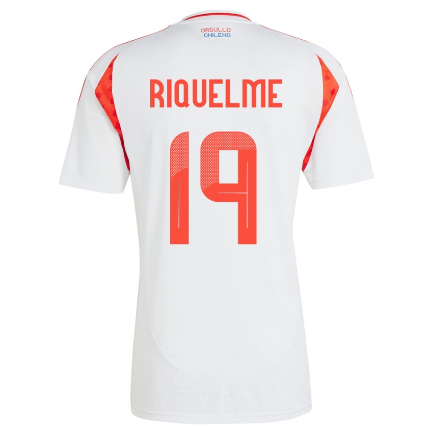 Hombre Camiseta Chile Benjamín Riquelme #19 Blanco 2ª Equipación 24-26 La Camisa Chile