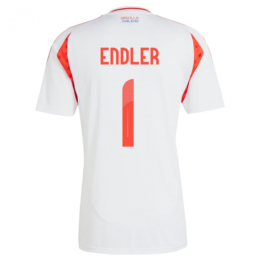 Hombre Camiseta Chile Christiane Endler #1 Blanco 2ª Equipación 24-26 La Camisa Chile