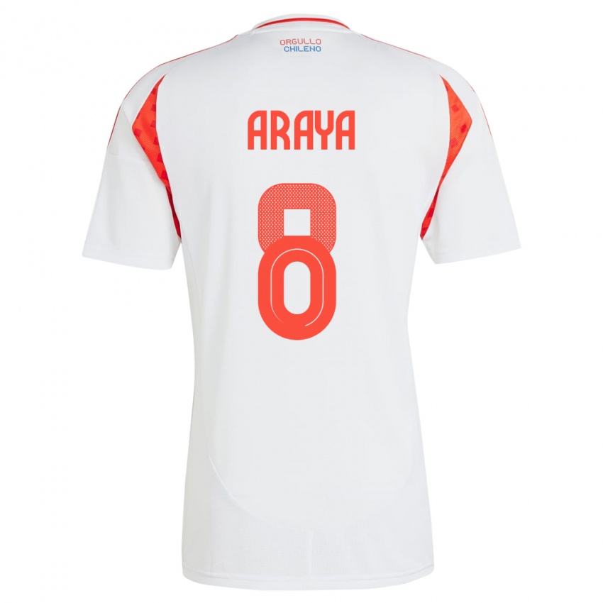 Hombre Camiseta Chile Karen Araya #8 Blanco 2ª Equipación 24-26 La Camisa Chile