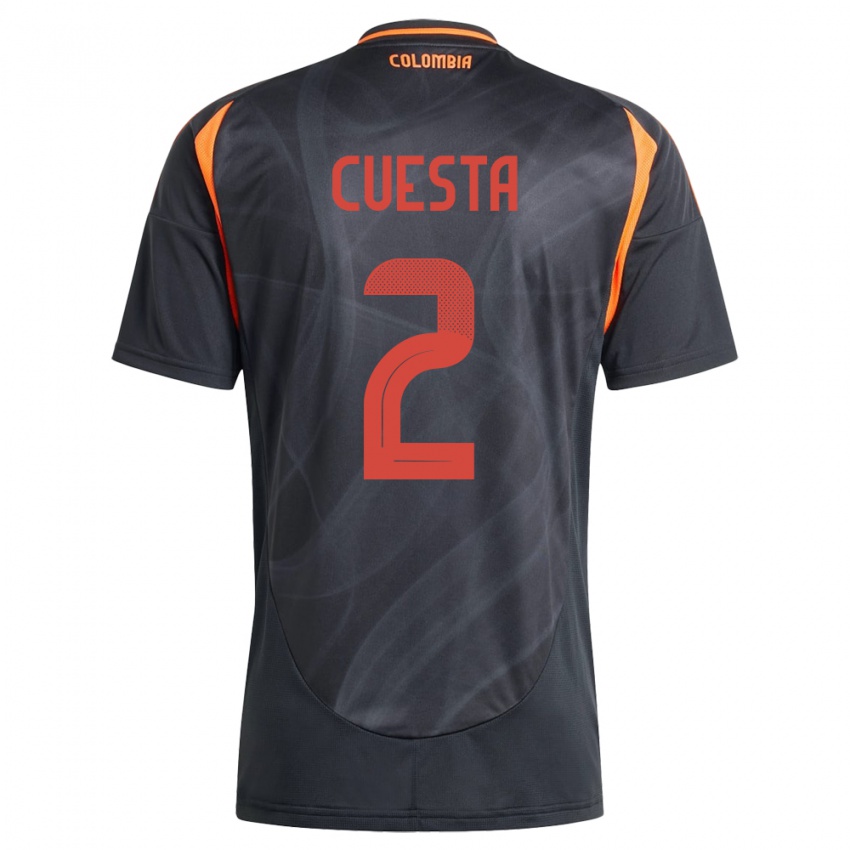 Hombre Camiseta Colombia Carlos Cuesta #2 Negro 2ª Equipación 24-26 La Camisa Chile