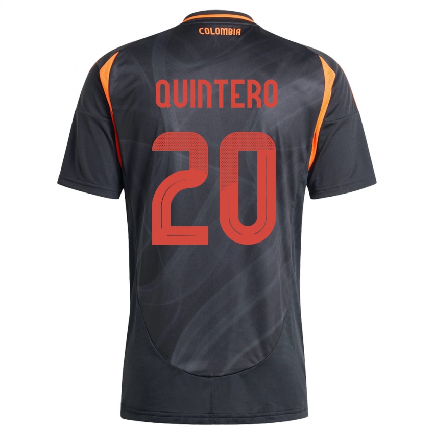 Hombre Camiseta Colombia Juan Fernando Quintero #20 Negro 2ª Equipación 24-26 La Camisa Chile