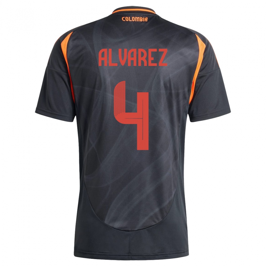 Hombre Camiseta Colombia Fernando Álvarez #4 Negro 2ª Equipación 24-26 La Camisa Chile