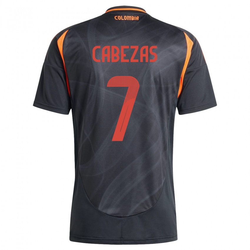 Hombre Camiseta Colombia Jorge Cabezas #7 Negro 2ª Equipación 24-26 La Camisa Chile