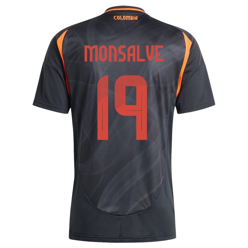 Hombre Camiseta Colombia Miguel Monsalve #19 Negro 2ª Equipación 24-26 La Camisa Chile