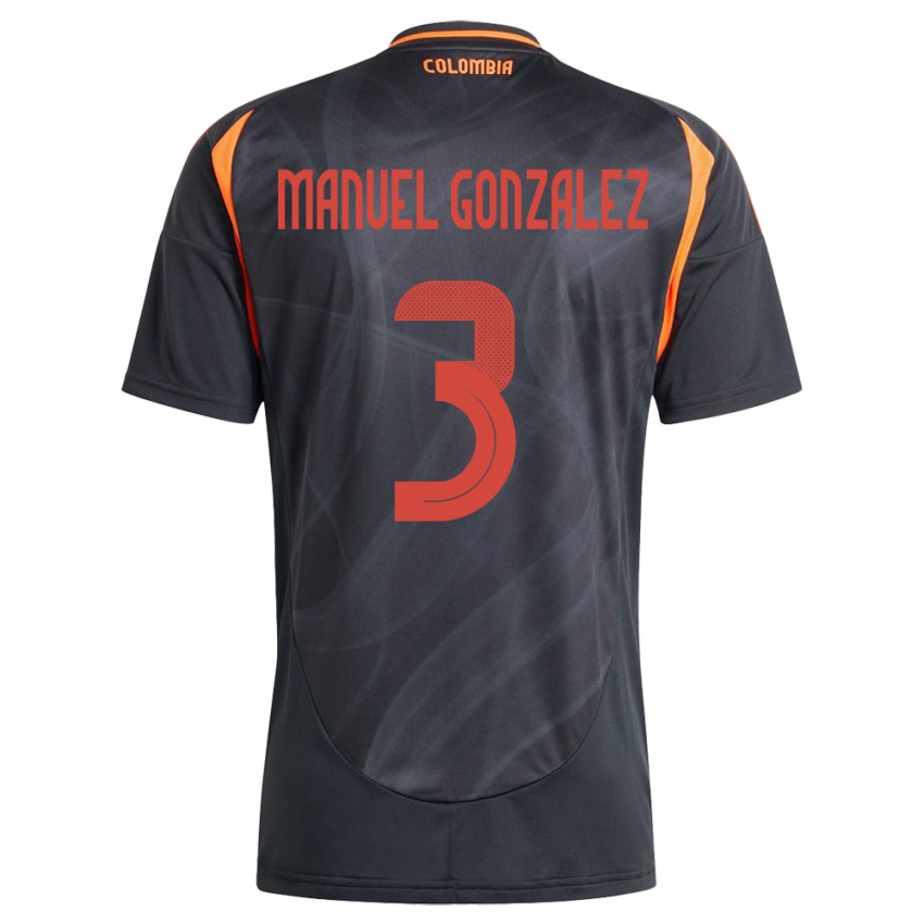 Hombre Camiseta Colombia Carlos Manuel González #3 Negro 2ª Equipación 24-26 La Camisa Chile